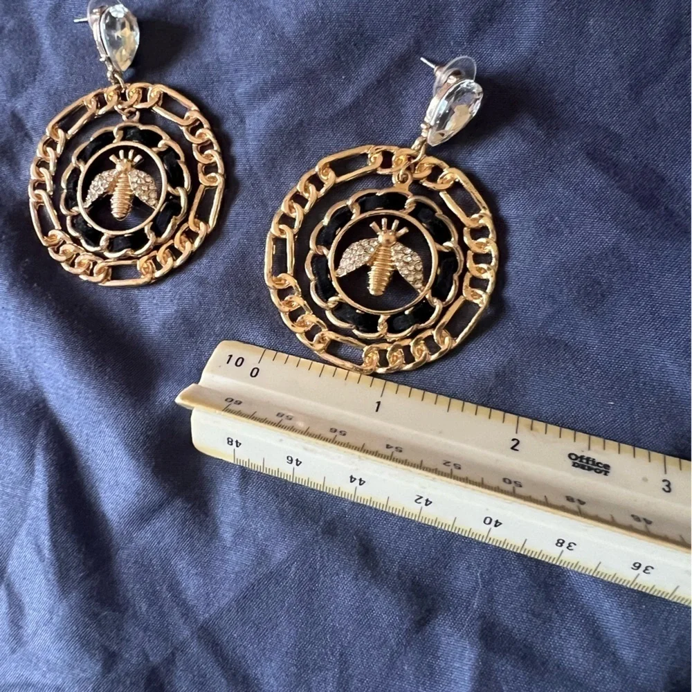 Gold Bee Motif Earrings